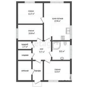 Дом 95м², 1-этажный, участок 6 сот.  