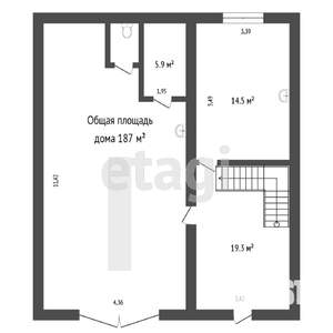 Дом 187м², 2-этажный, участок 6 сот.  