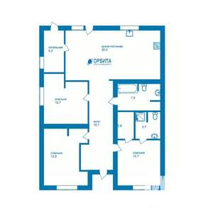 Дом 100м&sup2;, 1-этажный, участок 8 сот.  