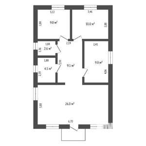 Коттедж 75м², 1-этажный, участок 7 сот.  
