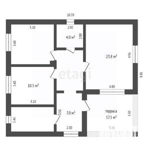 Дом 95м&sup2;, 1-этажный, участок 5 сот.  