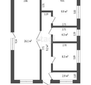 Дом 61м², 1-этажный, участок 8 сот.  