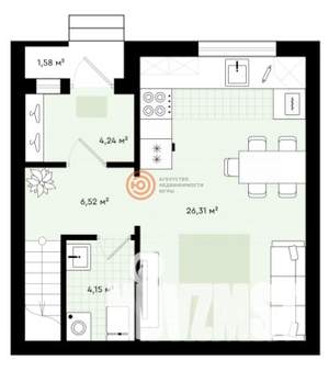 Таунхаус 81м&sup2;, 3-этажный, участок 1 сот.  