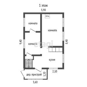 Дом 70м&sup2;, 2-этажный, участок 18 сот.  