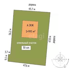Дом 995м&sup2;, 2-этажный, участок 30 сот.  