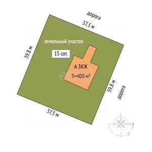 Дом 400м&sup2;, 3-этажный, участок 15 сот.  