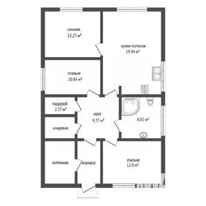 Дом 95м², 1-этажный, участок 6 сот.  