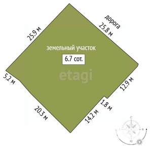 Дом 56м&sup2;, 1-этажный, участок 3 сот.  