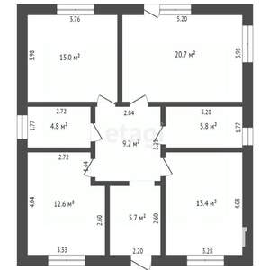 Дом 93м&sup2;, 1-этажный, участок 11 сот.  