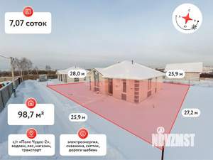 Дом 99м&sup2;, 1-этажный, участок 7 сот.  