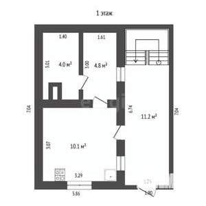Дом 68м&sup2;, 2-этажный, участок 8 сот.  