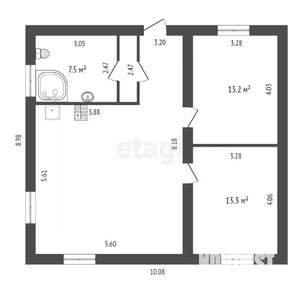 Дом 75м², 1-этажный, участок 8 сот.  