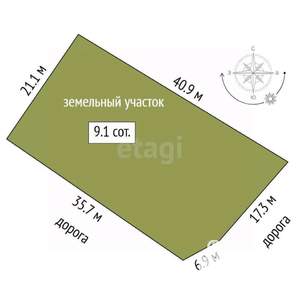 Дом 48м², 1-этажный, участок 9 сот.  