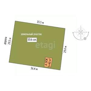 Дом 40м&sup2;, 1-этажный, участок 11 сот.  