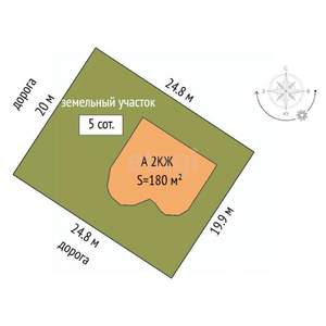 Дом 180м&sup2;, 2-этажный, участок 5 сот.  