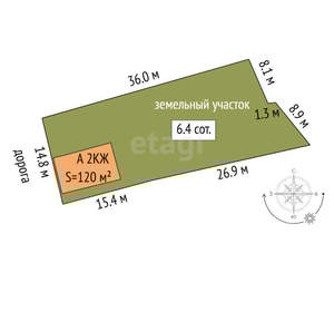 Дом 120м², 2-этажный, участок 6 сот.  
