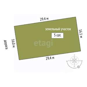 Дом 90м&sup2;, 1-этажный, участок 5 сот.  