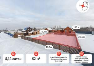 Дом 52м&sup2;, 2-этажный, участок 5 сот.  