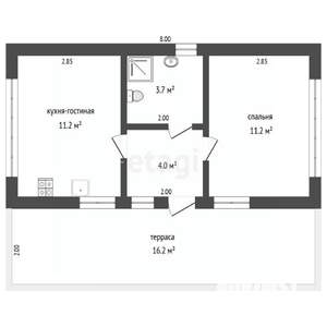 Дом 50м², 1-этажный, участок 6 сот.  