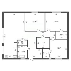 Дом 118м², 1-этажный, участок 9 сот.  