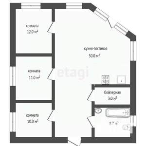 Дом 91м², 1-этажный, участок 9 сот.  