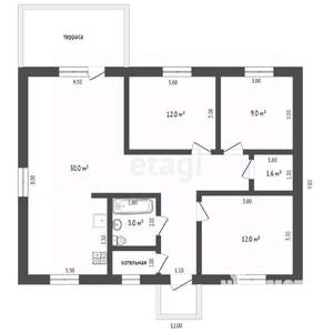 Дом 90м&sup2;, 1-этажный, участок 8 сот.  