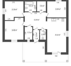 Дом 126м&sup2;, 1-этажный, участок 8 сот.  