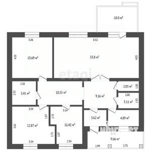 Дом 107м², 1-этажный, участок 10 сот.  