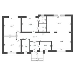 Дом 126м&sup2;, 1-этажный, участок 8 сот.  