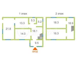 Дом 139м&sup2;, 2-этажный, участок 8 сот.  