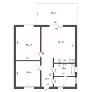 Дом 77м&sup2;, 1-этажный, участок 6 сот.  