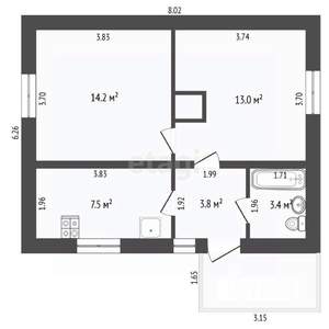 Дом 48м&sup2;, 1-этажный, участок 4 сот.  