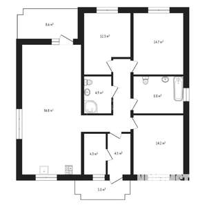 Коттедж 122м², 1-этажный, участок 5 сот.  