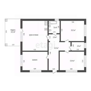 Дом 91м&sup2;, 1-этажный, участок 4 сот.  