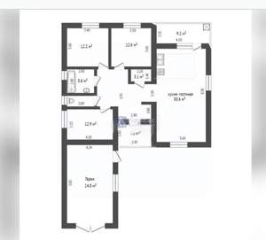 Коттедж 141м², 1-этажный, участок 7 сот.  