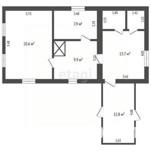 Дом 76м&sup2;, 1-этажный, участок 8 сот.  