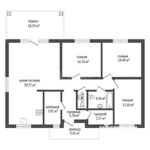 Дом 125м&sup2;, 1-этажный, участок 5 сот.  