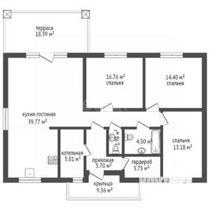Дом 103м&sup2;, 1-этажный, участок 5 сот.  