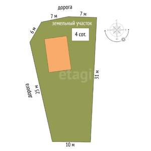 Дом 32м&sup2;, 1-этажный, участок 4 сот.  