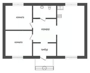 Коттедж 61м², 1-этажный, участок 11 сот.  