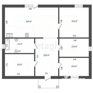 Дом 90м&sup2;, 1-этажный, участок 5 сот.  