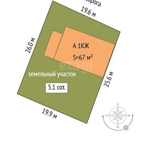 Дом 67м², 1-этажный, участок 5 сот.  