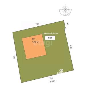 Дом 98м², 2-этажный, участок 4 сот.  