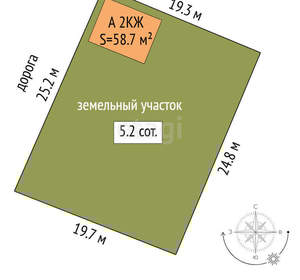 Дача 59м², 2-этажный, участок 5 сот.  