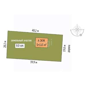 Дом 115м&sup2;, 2-этажный, участок 8 сот.  