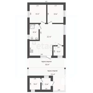 Дом 80м&sup2;, 1-этажный, участок 8 сот.  