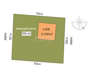 Дом 239м&sup2;, 2-этажный, участок 11 сот.  