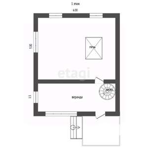 Дом 45м², 2-этажный, участок 6 сот.  