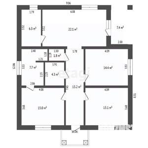 Дом 114м&sup2;, 1-этажный, участок 12 сот.  