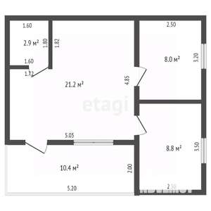 Дом 60м², 1-этажный, участок 6 сот.  